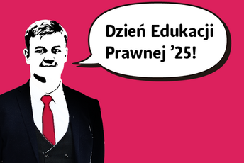 Komiksowy mężczyzna w garniturze na różowym tle.